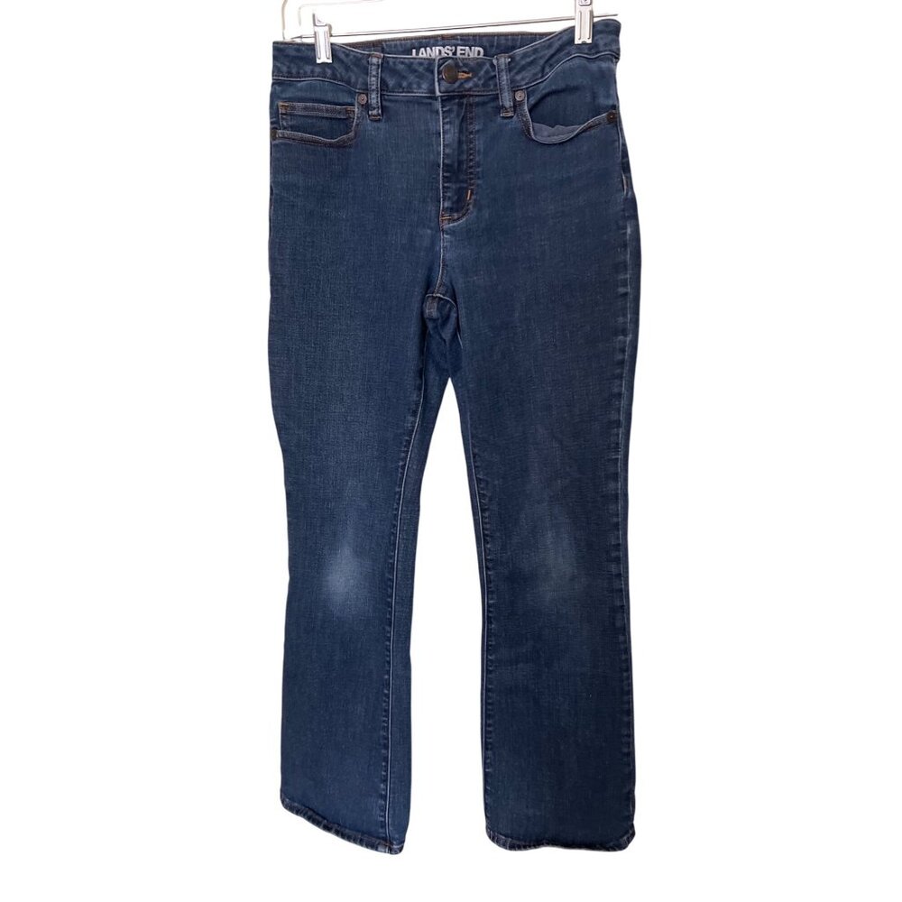 Lands End Womens Mid Rise Bootcut Jeans Size 6 Blue Denim‎ Cowgirl Western Rodeo